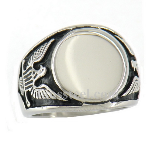FSR07W39 Engravable Signet spirit eagle Ring - Click Image to Close